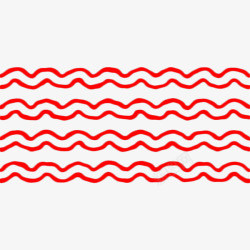 手绘红色波浪曲线素材