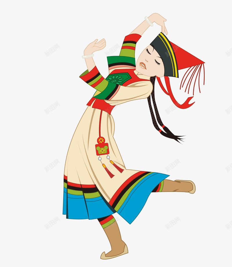 跳舞的女性少数民族png免抠素材_新图网 https://ixintu.com 哈尼族 少数 民族 矢量素材 跳舞的女性