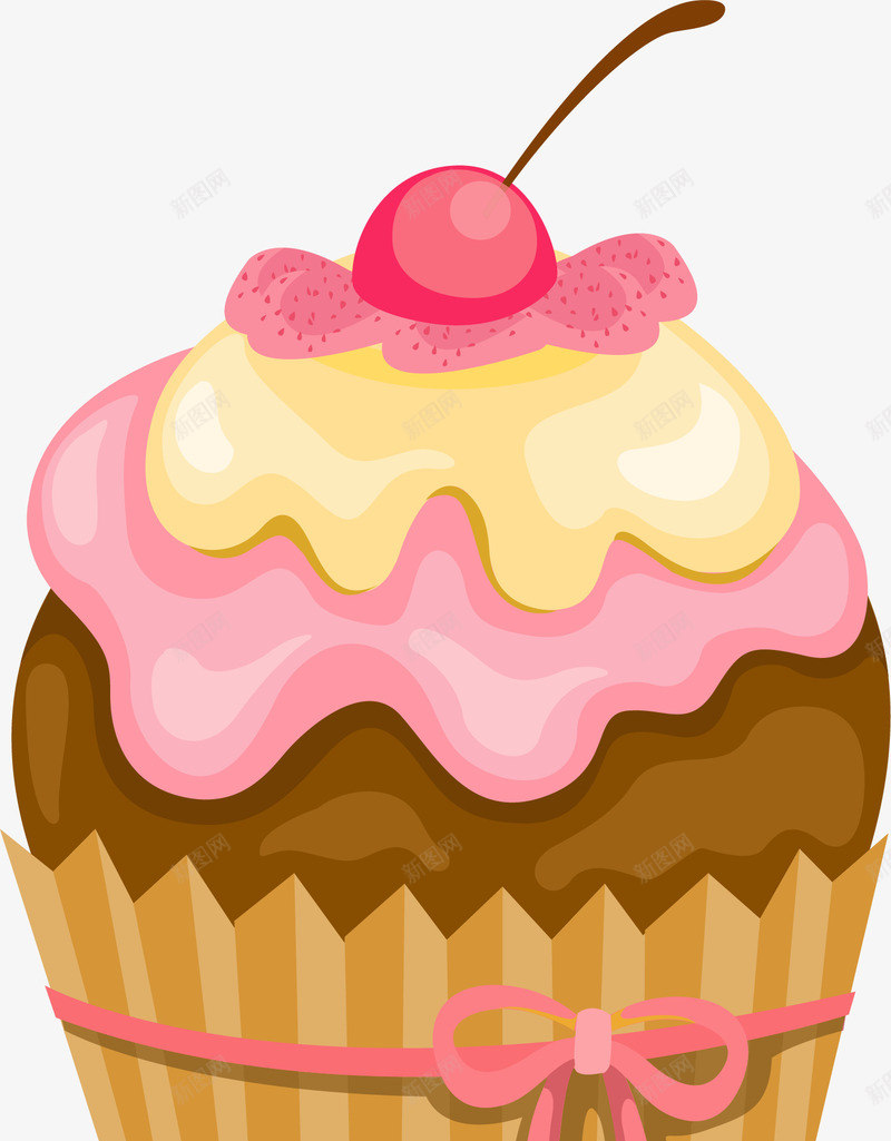 小清新纸杯蛋糕png免抠素材_新图网 https://ixintu.com 小清新蛋糕 水彩 红色樱桃 纸杯蛋糕 黄色纸杯