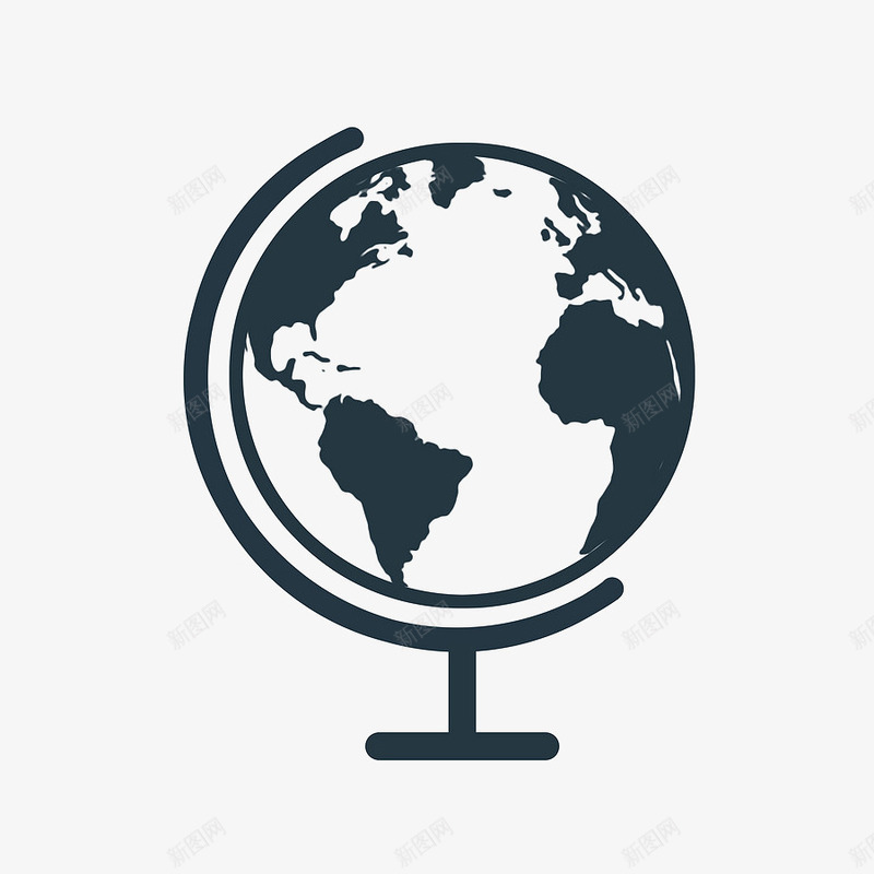 黑色地球仪png免抠素材_新图网 https://ixintu.com 地球 地球仪 手绘元素 背景装饰