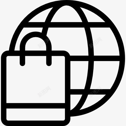 国际购物图标png_新图网 https://ixintu.com 世界网格 全球购物者 商务 地球 袋