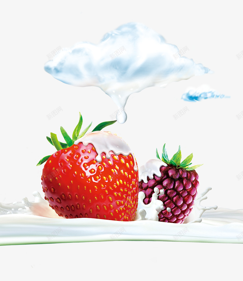 创意牛奶中的草莓png免抠素材_新图网 https://ixintu.com 乳汁品 创意牛奶中的草莓 喷溅 水果 牛奶云 牛奶花 饮品