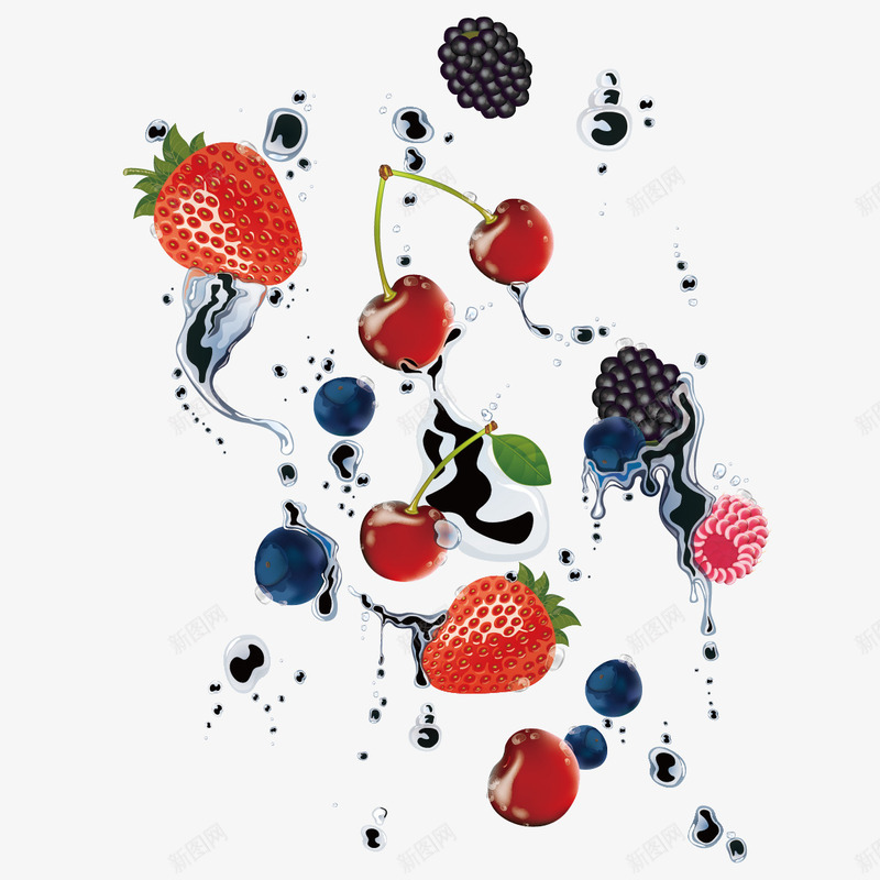 草莓和蓝莓矢量图ai免抠素材_新图网 https://ixintu.com 樱桃 草莓 蓝莓 矢量图