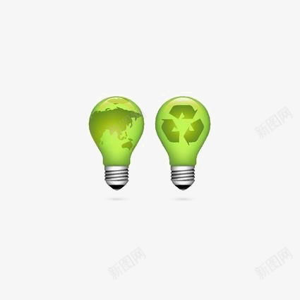 绿色灯泡png免抠素材_新图网 https://ixintu.com 创意灯泡 回收利用 地图 地球 废物回收 环保