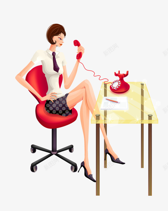 办公室女性png免抠素材_新图网 https://ixintu.com 坐着的女性 打电话 白领
