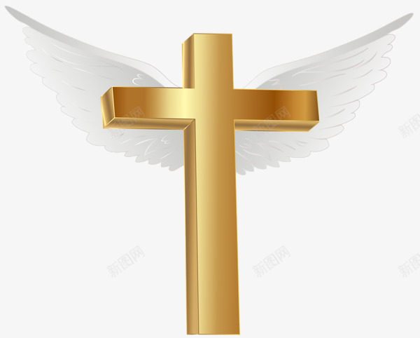 飞天十字架png免抠素材_新图网 https://ixintu.com 天使 神造型 立体十字架 翅膀 翅膀造型KT板 金色十字架