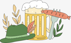 德国烤肠卡通德国啤酒烤肠矢量图高清图片