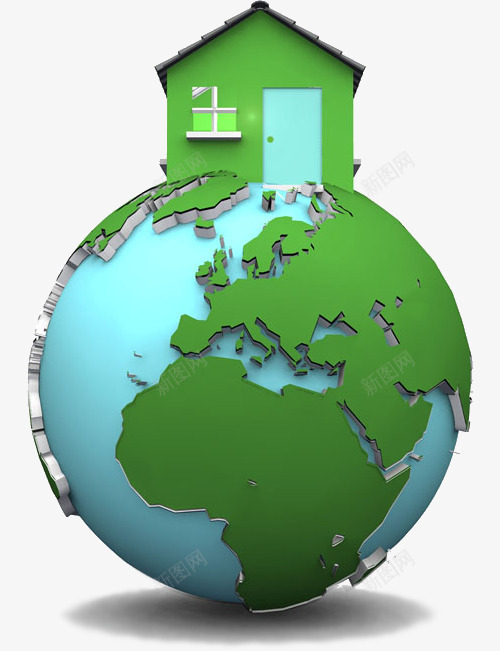 绿色地球上的房子png免抠素材_新图网 https://ixintu.com 创意 地球 家 家园 房屋 环保 环境 绿化 绿色