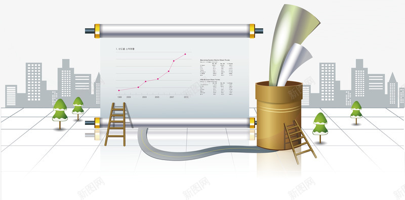 卷轴上升曲线png免抠素材_新图网 https://ixintu.com 卡通 卷轴 商务 手绘