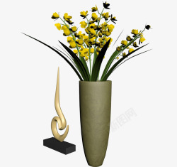 花瓶中的黄花素材