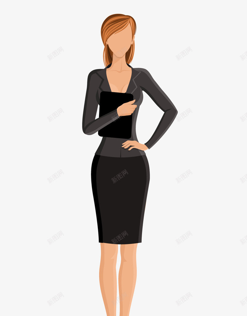 com 上班族 女士 女性 插图 职场女士 黑色套装