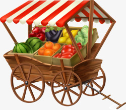 蔬菜贩卖车卡通手绘卡通水果车高清图片