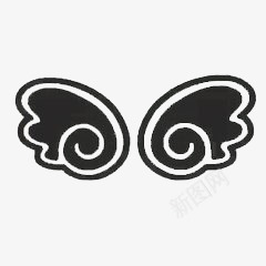 黑色翅膀图标png_新图网 https://ixintu.com 动物 弯曲线条 翅膀 镂空 黑色