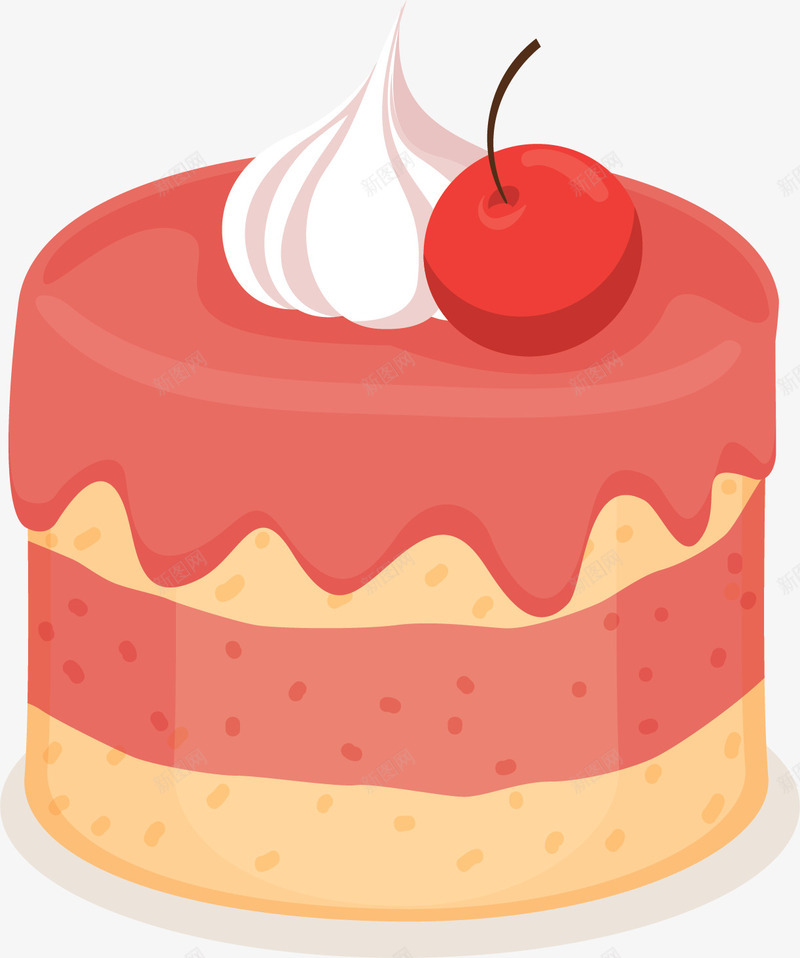 红色果酱樱桃蛋糕png免抠素材_新图网 https://ixintu.com 果酱蛋糕 樱桃蛋糕 烘焙 矢量png 红色果酱 蛋糕