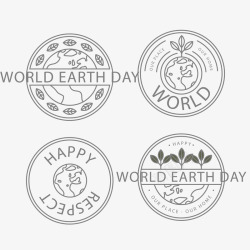 地球日徽章四个地球日圆形徽章高清图片