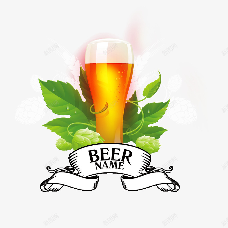 啤酒杯png免抠素材_新图网 https://ixintu.com beer 叶子 啤酒杯 植物 绿色 英文字母 饮料