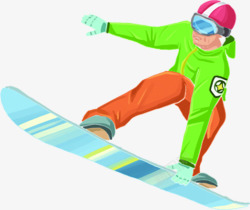 绿色衣服滑雪的人素材