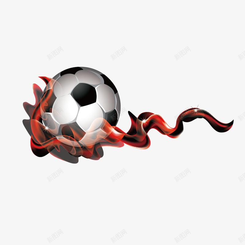 足球和红色火焰png免抠素材_新图网 https://ixintu.com 曲线 火焰 足球