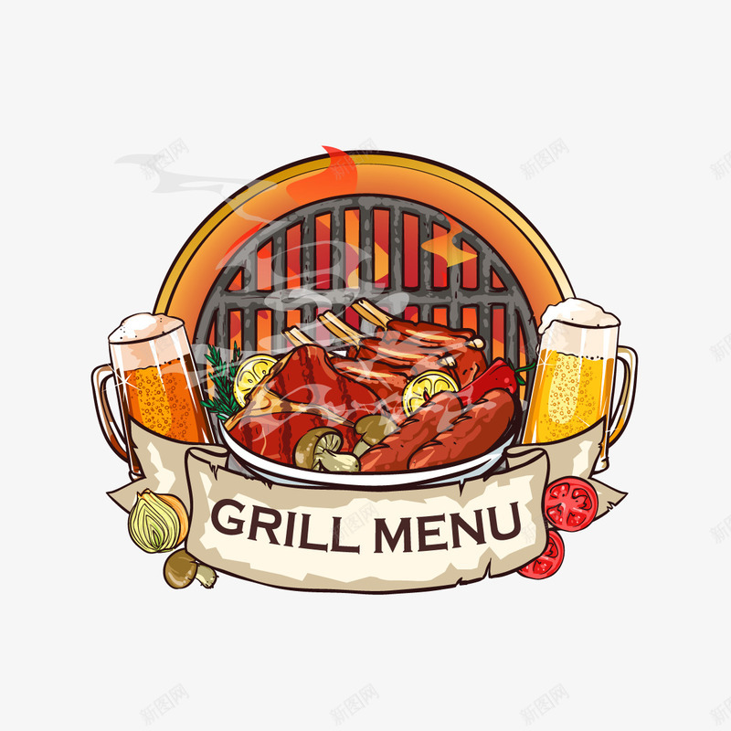 啤酒和美食矢量图ai免抠素材_新图网 https://ixintu.com 啤酒 美食 酒 矢量图
