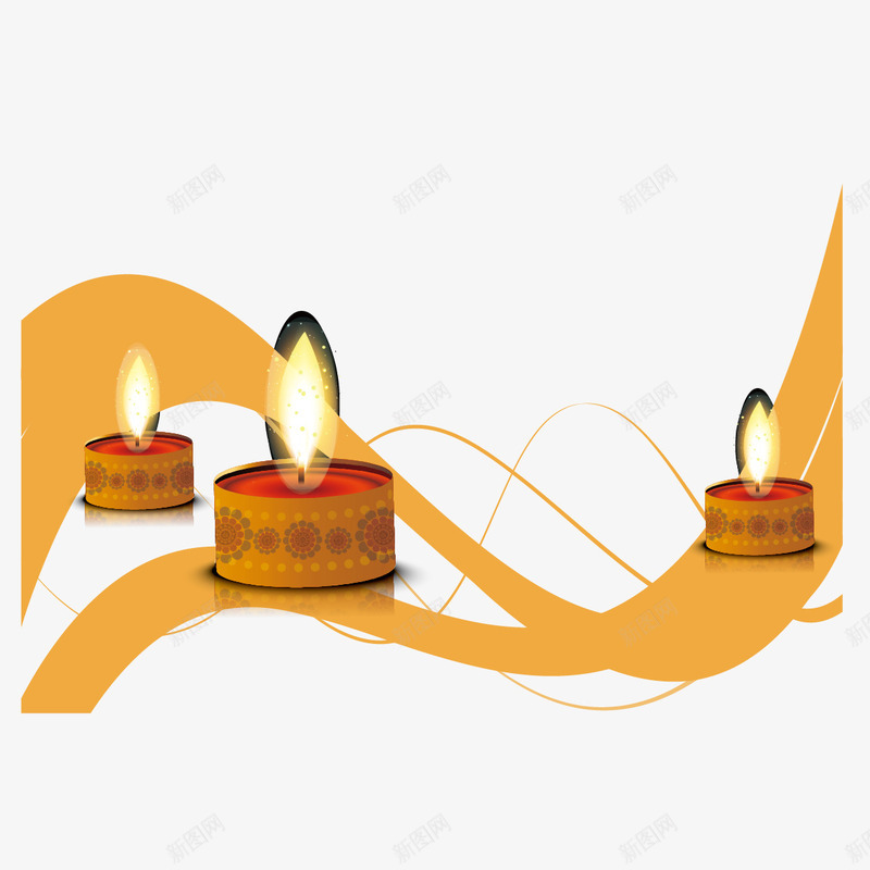 蜡烛和波浪线矢量图ai免抠素材_新图网 https://ixintu.com 曲线 波浪线 火焰 蜡烛 矢量图