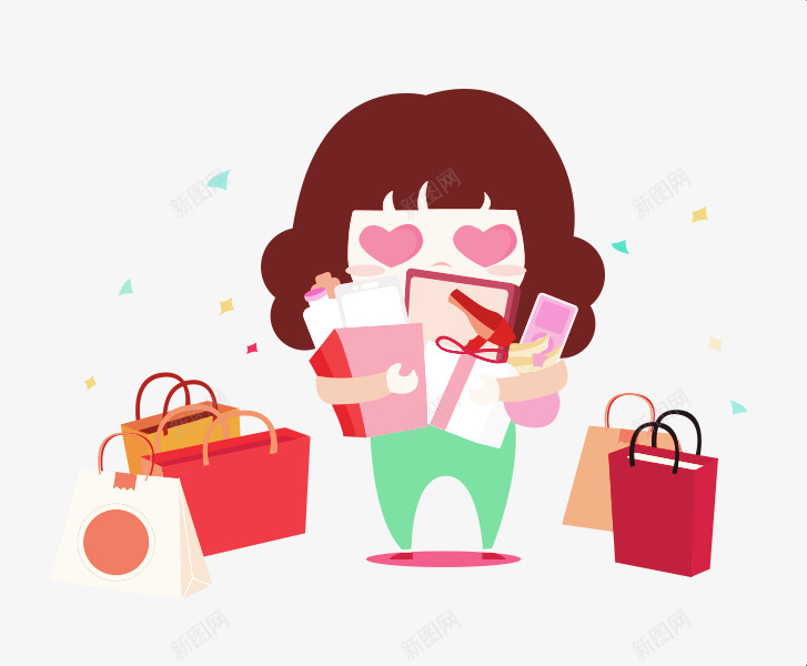 女性购物买礼物png免抠素材_新图网 https://ixintu.com 女性 女性购物 礼物 购物