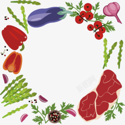 彩色的蔬菜和肉矢量图素材