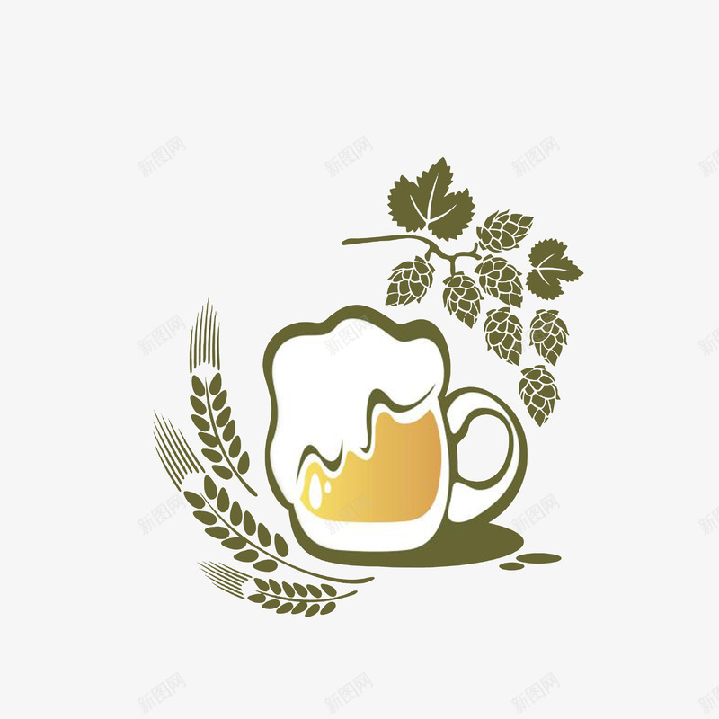 卡通啤酒小麦葡萄图标psd_新图网 https://ixintu.com 卡通手绘 卡通提子 啤酒 啤酒泡 图标 小麦 小麦酒 葡萄