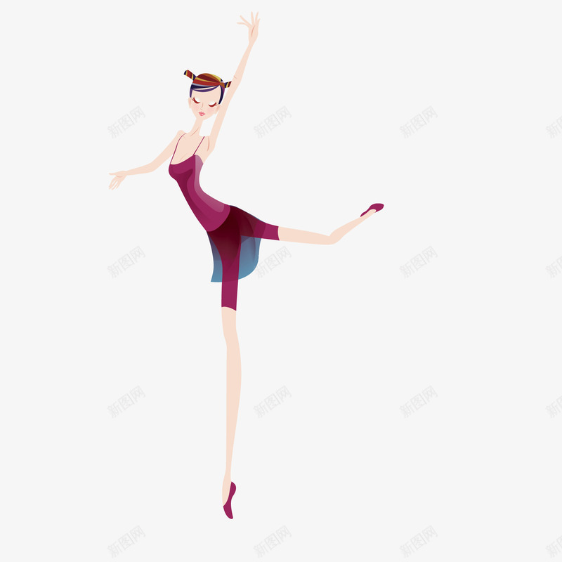 卡通优美的舞姿矢量图ai免抠素材_新图网 https://ixintu.com 世界舞蹈日 优美的舞姿 优雅 女性人物 舞蹈 表演 矢量图