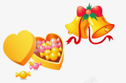 金色糖果黄色爱情礼盒高清图片