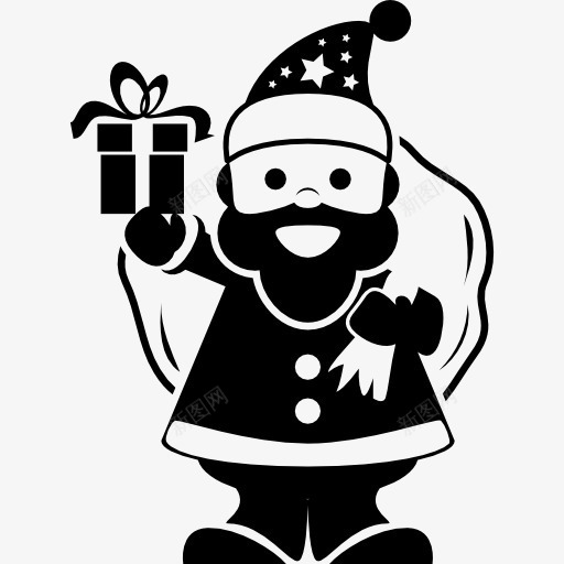 圣诞老人拿着礼品袋在他的背和摇铃图标png_新图网 https://ixintu.com 个性 人 包 圣诞 圣诞老人 圣诞节 控股 礼品 铃铛