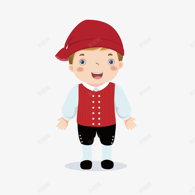 穿上红色衣服的小男孩png免抠素材_新图网 https://ixintu.com 儿童 卡通手绘 可爱 小男孩 红色 装饰图案
