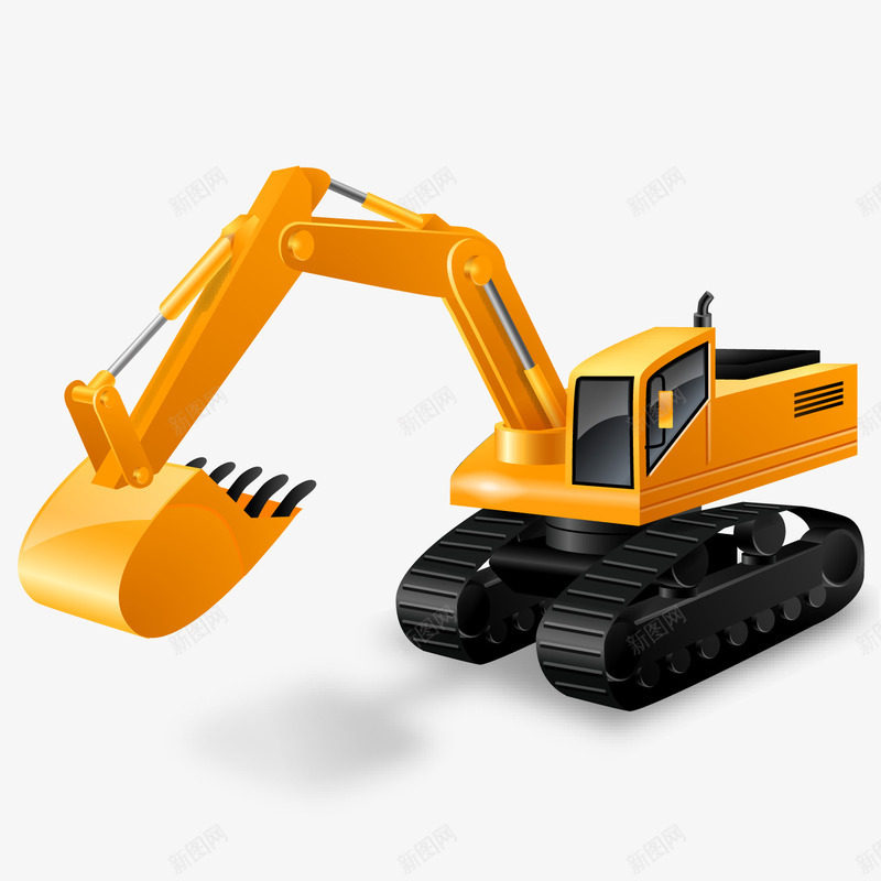 挖掘机png免抠素材_新图网 https://ixintu.com 3D 挖挖机 机械 黄色