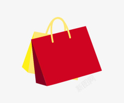 手拎购物袋卡通手惠红色的购物袋高清图片