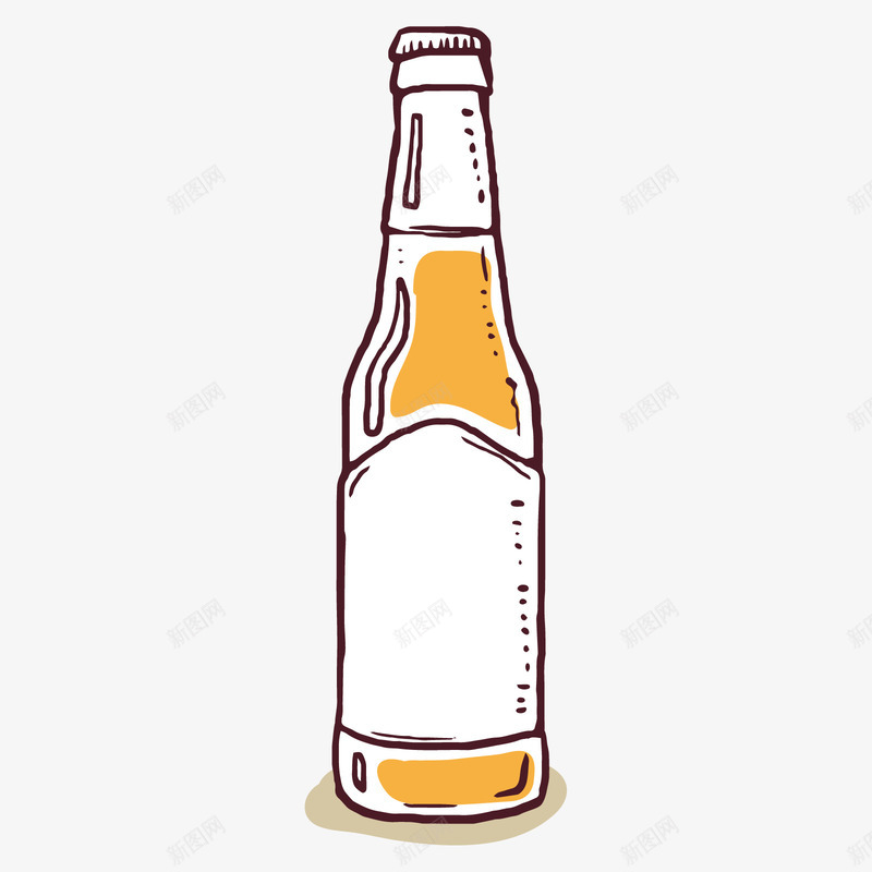 卡通手绘一瓶啤酒png免抠素材_新图网 https://ixintu.com 一瓶啤酒 创意 动漫动画 卡通手绘 白色 酒瓶