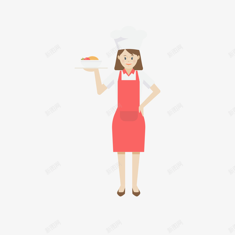 端着菜的红色衣服女性厨师矢量图ai免抠素材_新图网 https://ixintu.com 厨师 女性厨师 灰色 红色 红色衣服 菜 矢量图