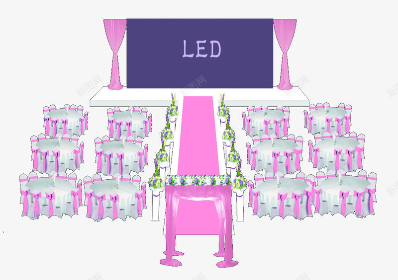 粉色舞台元素psd免抠素材_新图网 https://ixintu.com 婚庆 婚礼 活动 浪漫 结婚 舞台 装饰