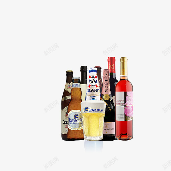 酒水psd免抠素材_新图网 https://ixintu.com 啤酒 白酒 红酒 酒水