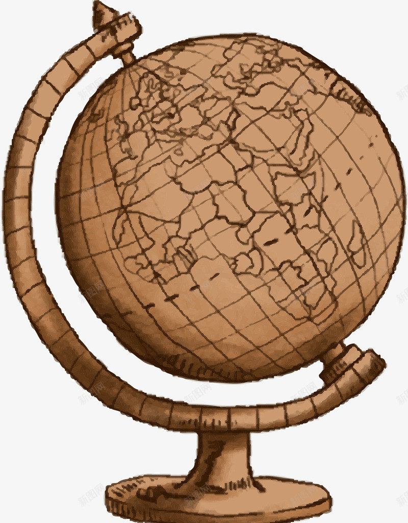复古地球仪png免抠素材_新图网 https://ixintu.com 世界地图 地球仪 地理 复古风
