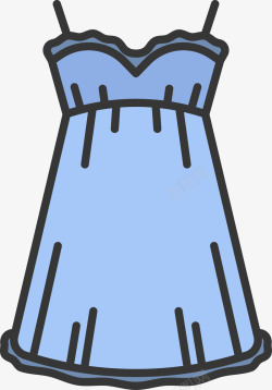 吊带衣服卡通蓝色裙子高清图片