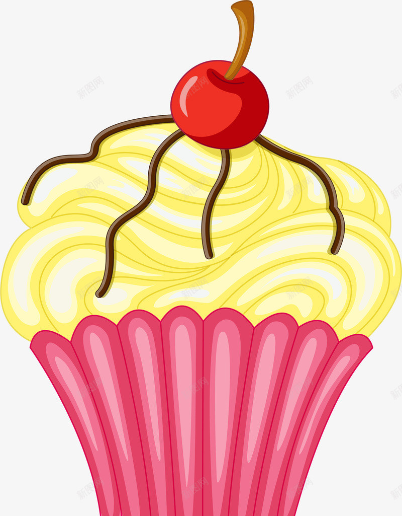 简约黄色蛋糕png免抠素材_新图网 https://ixintu.com 简约 简约蛋糕 红色樱桃 红色纸杯 纸杯蛋糕 黄色蛋糕