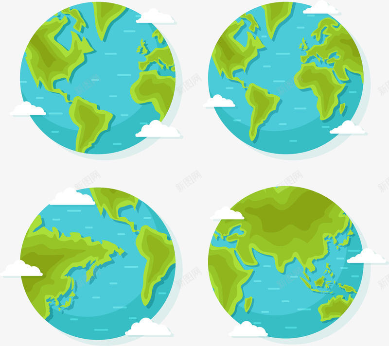 地球自转png免抠素材_新图网 https://ixintu.com 地球自转 矢量素材 绿色植被 自传公转 蓝色地球