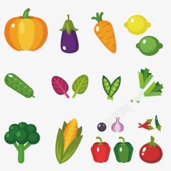 南瓜玉米扁平蔬菜矢量图高清图片