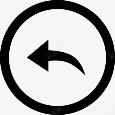 左弯箭头的圆形按钮图标图标
