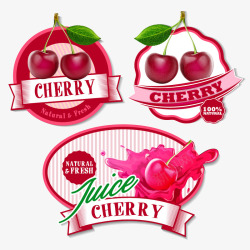 水果樱桃标签矢量图素材