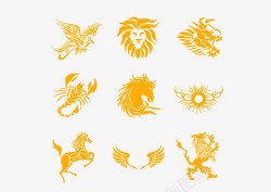 花纹狮子纹身装饰套插图图标高清图片