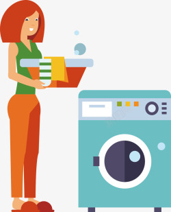 做家务洗衣服用洗衣机洗衣服高清图片