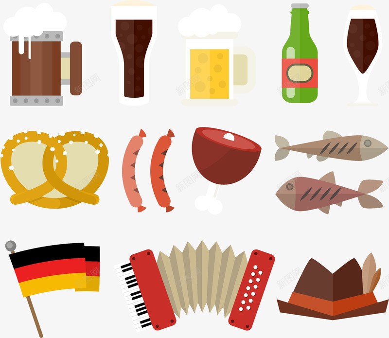 德国与啤酒png免抠素材_新图网 https://ixintu.com 咖啡色 帽子 节日