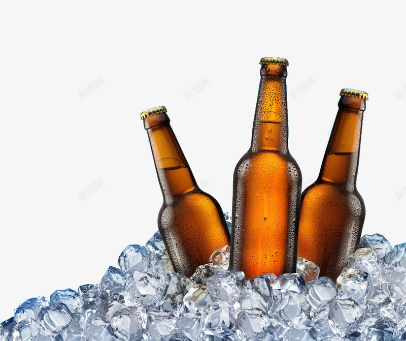啤酒png免抠素材_新图网 https://ixintu.com 冰块 啤酒 酒杯