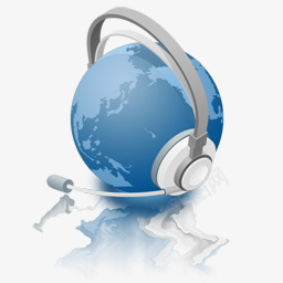 带耳机的蓝色地球图标png_新图网 https://ixintu.com 图标 地球 耳机 蓝色
