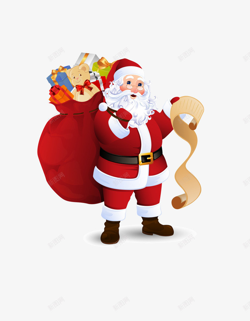 圣诞老人背礼物psd免抠素材_新图网 https://ixintu.com 圣诞老人 礼品盒 素材 红色